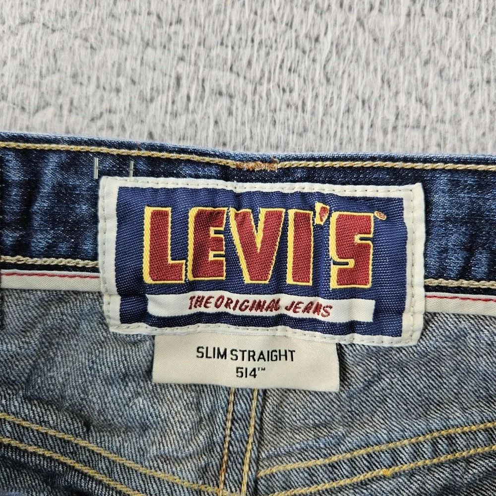 Levis Jeans Mens 29x30 Blue 514 Slim Straight Distressed‎ Cotton Skater Pants